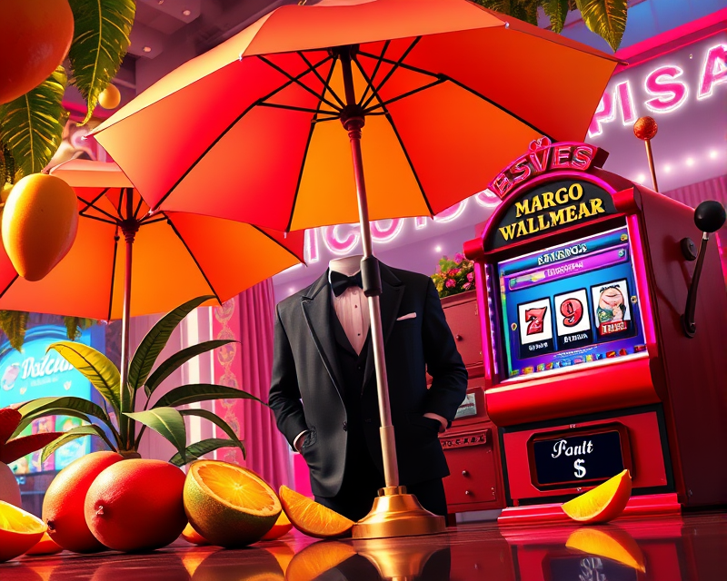 umbrella, mango, slot machine, tuxedo, pig